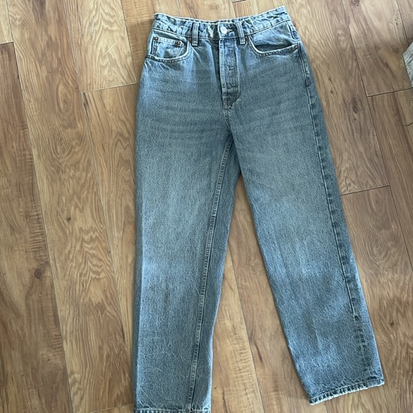 Zara Grey High Waisted Straight Leg Jean - Picture 2 of 5
